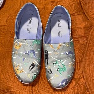 Toms Gray Slip-On Flats with Multicolor Sloth Print